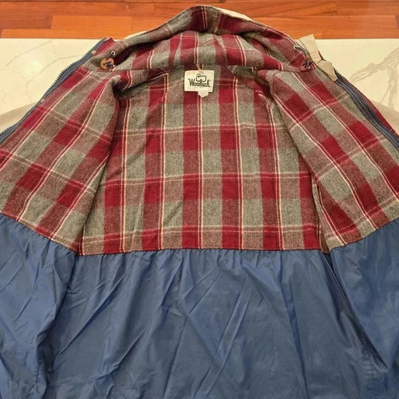 VTG Woolrich Hooded Full Zip Parka Jacket Tan Brown Mens Size Large - Picture 8 of 15